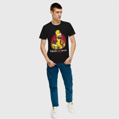Мужская футболка хлопок Homer god of bar, цвет черный - фото 5