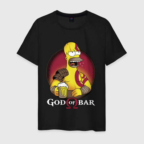 Мужская футболка хлопок Homer god of bar, цвет черный