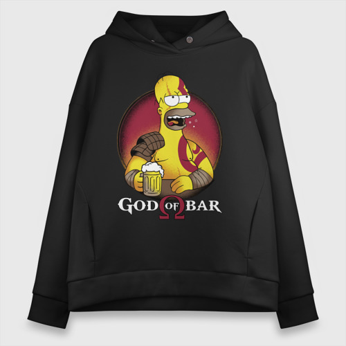 Женское худи Oversize хлопок Homer god of bar, цвет черный