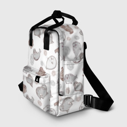 Рюкзак с принтом Милые тюлени для женщины, вид спереди №2. Цвет основы: белый