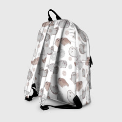 Рюкзак с принтом Милые тюлени для любого человека, вид сзади №1. Цвет основы: белый