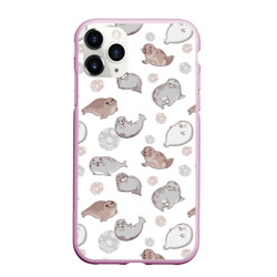 Чехол для iPhone 11 Pro Max матовый Милые тюлени