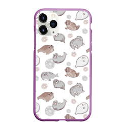 Чехол для iPhone 11 Pro Max матовый Милые тюлени