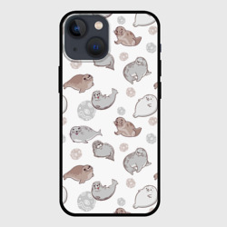 Чехол для iPhone 13 mini Милые тюлени