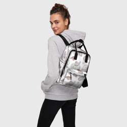 Рюкзак с принтом Милые тюлени для женщины, вид на модели спереди №3. Цвет основы: белый