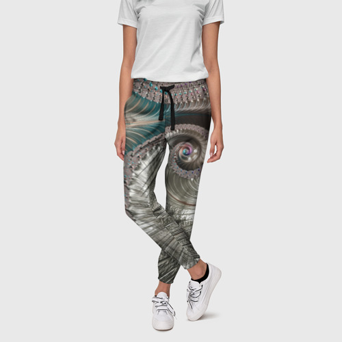 Женские брюки 3D с принтом Fractal spiral pattern, фото на моделе #1