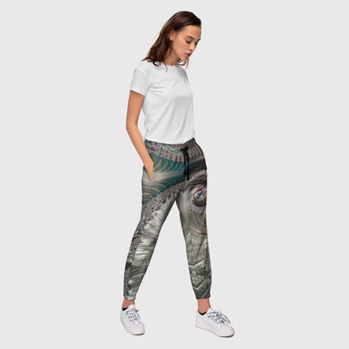 Женские брюки 3D с принтом Fractal spiral pattern, вид сбоку #3