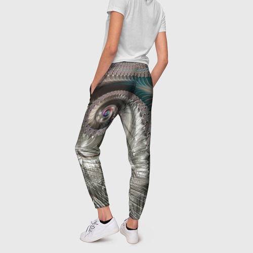 Женские брюки 3D с принтом Fractal spiral pattern, вид сзади #2