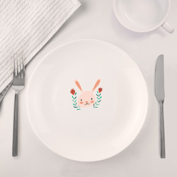 Набор: тарелка + кружка Зайчик в розах - фото 2