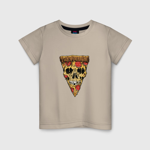 Детская футболка хлопок Pizza - Skull, цвет миндальный