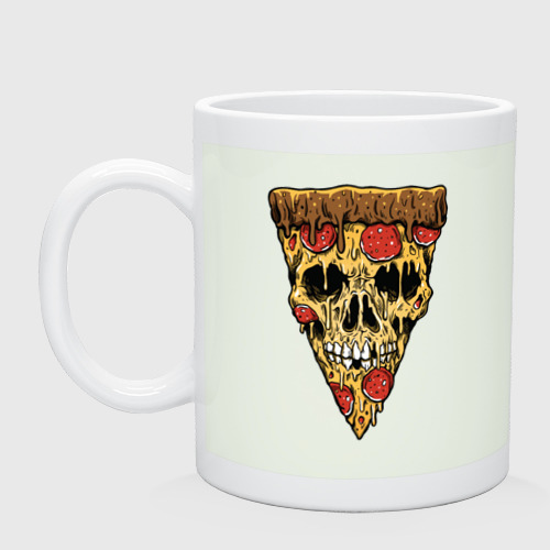 Кружка керамическая с принтом Pizza - Skull, вид спереди #2