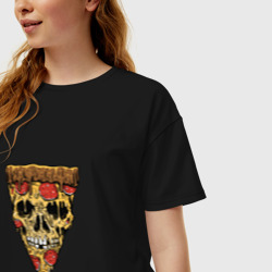 Женская футболка хлопок Oversize Pizza - Skull - фото 2