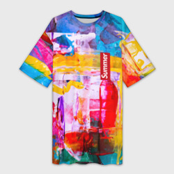 Платье-футболка 3D Импрессионизм Лето Абстракция Impressionism Summer Abstraction
