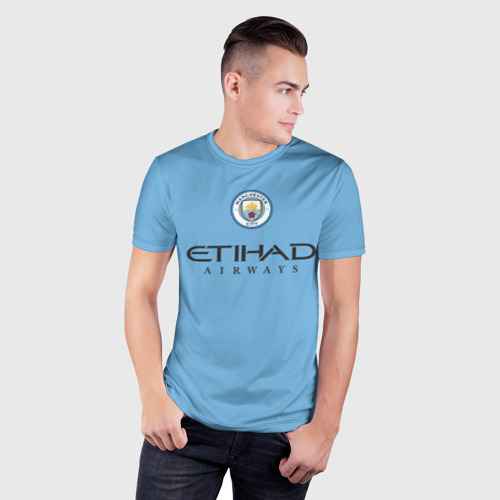 Мужская футболка 3D Slim с принтом Manchester City ФОДЕН Домашняя форма 22/23, фото на моделе #1