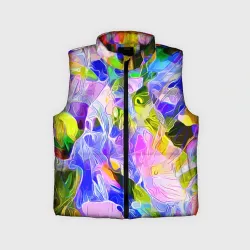 Детский жилет утепленный 3D Красочный цветочный узор Весна - Лето 2023 Colorful Floral Pattern Spring - Summer 2023