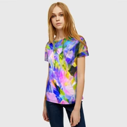 Женская футболка 3D Красочный цветочный узор Весна - Лето 2023 Colorful Floral Pattern Spring - Summer 2023 - фото 2