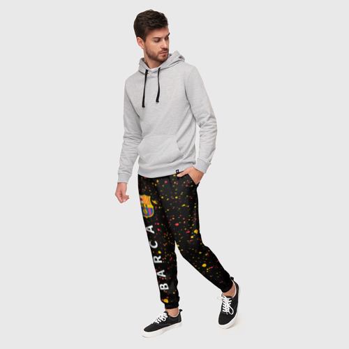 Мужские брюки 3D с принтом БАРСА | Краска (По вертикали), фото на моделе #1