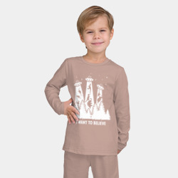 Детская пижама с лонгсливом хлопок I Want To Believe НЛО похищают динозавров - фото 2