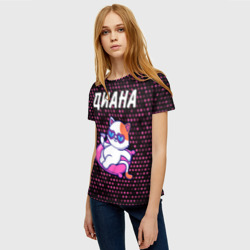 Женская футболка 3D Диана + кошечка + Звезды - фото 2