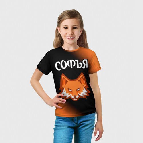 Детская футболка 3D Софья лиса Градиент, цвет 3D печать - фото 5
