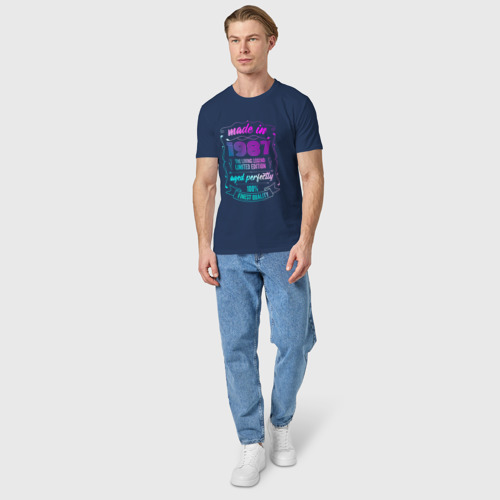 Мужская футболка хлопок Made in 1987 The Living Legend, цвет темно-синий - фото 5