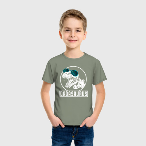 Детская футболка хлопок ПапаЗавр, цвет авокадо - фото 3