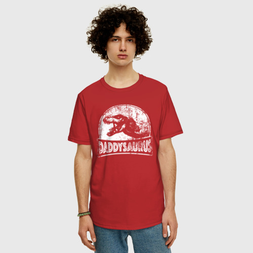 Мужская футболка хлопок Oversize с принтом Батязавр, фото на моделе #1