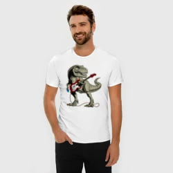 Мужская футболка хлопок Slim Динозавр рокер - фото 2