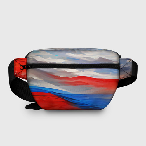Поясная сумка 3D с принтом Флаг России в красках, вид сзади #1