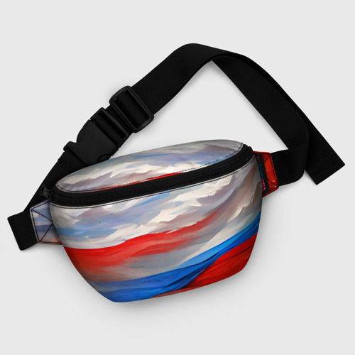 Поясная сумка 3D с принтом Флаг России в красках, фото #5