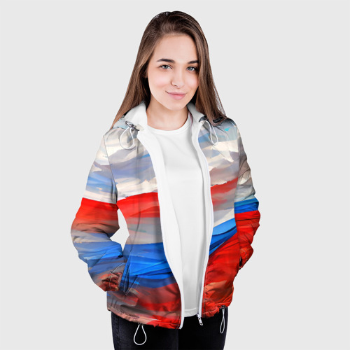 Женская куртка 3D Флаг России в красках, цвет белый - фото 4