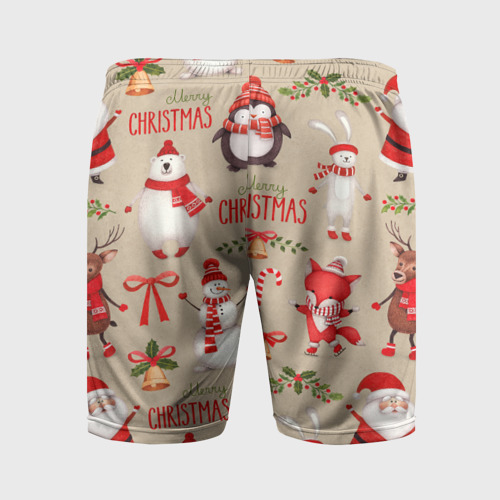 Мужские шорты спортивные Счастливого рождества merry christmas, цвет 3D печать - фото 2