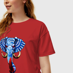 Женская футболка хлопок Oversize Слон с тесаком - фото 2