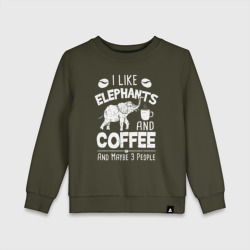 Детский свитшот хлопок Я люблю кофе, слонов и возможно 3х людей