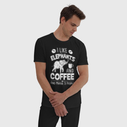 Мужская пижама хлопок Я люблю кофе, слонов и возможно 3х людей - фото 2