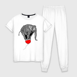 Женская пижама хлопок Слон зебра на воздушном шаре