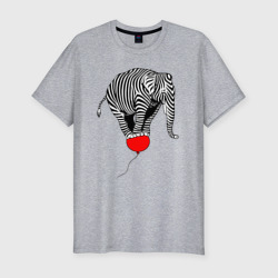 Мужская футболка хлопок Slim Слон зебра на воздушном шаре