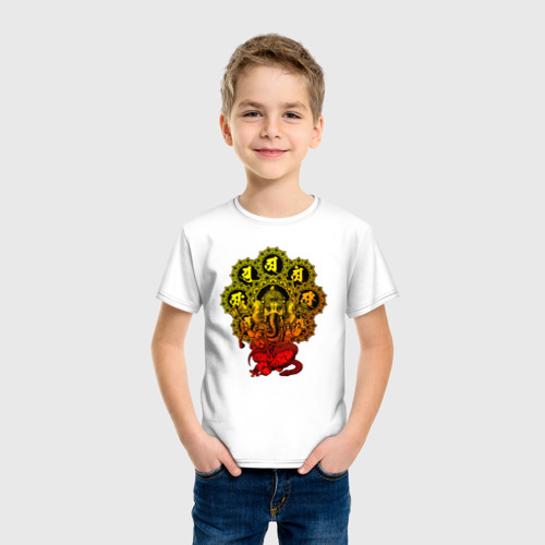 Детская футболка хлопок с принтом Ганеша Мандала, фото на моделе #1