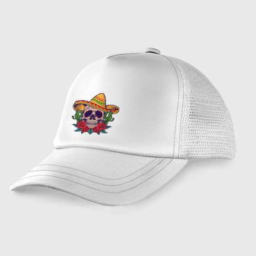 Детская кепка тракер Skull - Mexico, цвет белый