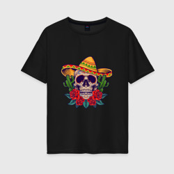 Женская футболка хлопок Oversize Skull - Mexico