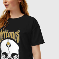 Женская футболка хлопок Oversize Deftones с черепом - фото 2