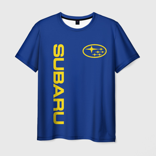 Мужская футболка с принтом Subaru-Субару Классические цвета, вид спереди №1