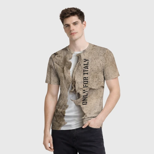 Мужская футболка 3D с принтом Только для Италии Мешковина Рваньё Only for Italy Burlap Rags, фото на моделе #1