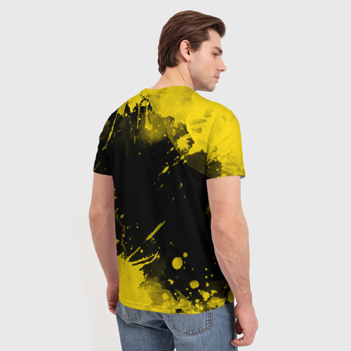 Мужская футболка 3D с принтом Субару - Subaru Желтые пятна, вид сзади #2
