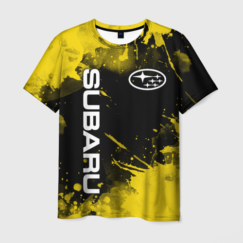 Мужская футболка 3D с принтом Субару - Subaru Желтые пятна, вид спереди #2