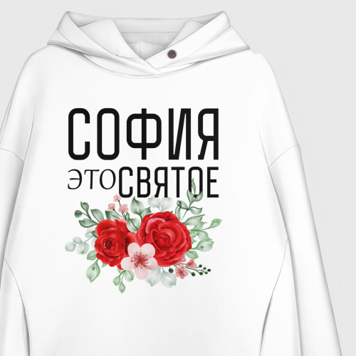 Женское худи Oversize хлопок София это святое, цвет белый - фото 3