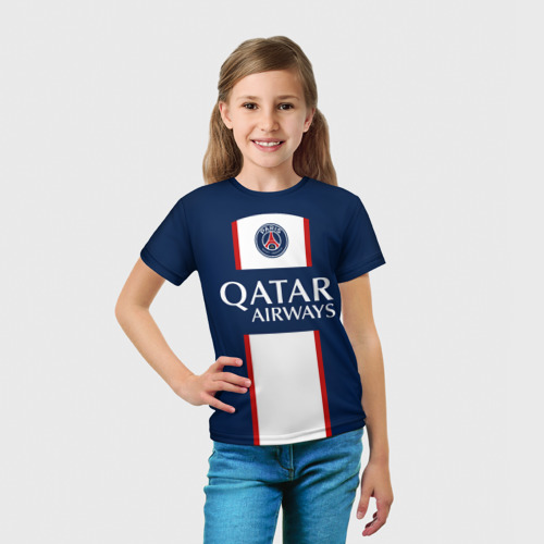 Детская футболка 3D Месси PSG ПСЖ домашняя форма 22-23, цвет 3D печать - фото 5