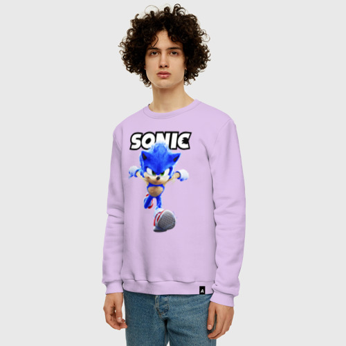 Мужской свитшот хлопок с принтом Sonic the Hedgehog 2, фото на моделе #1