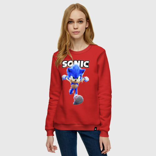 Женский свитшот хлопок Sonic the Hedgehog 2, цвет красный - фото 3