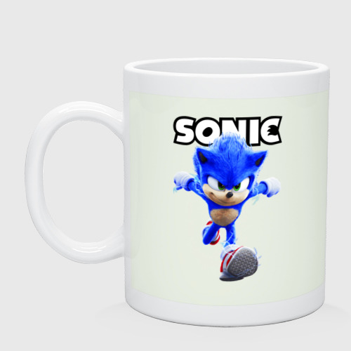 Кружка керамическая с принтом Sonic the Hedgehog run, вид спереди #2